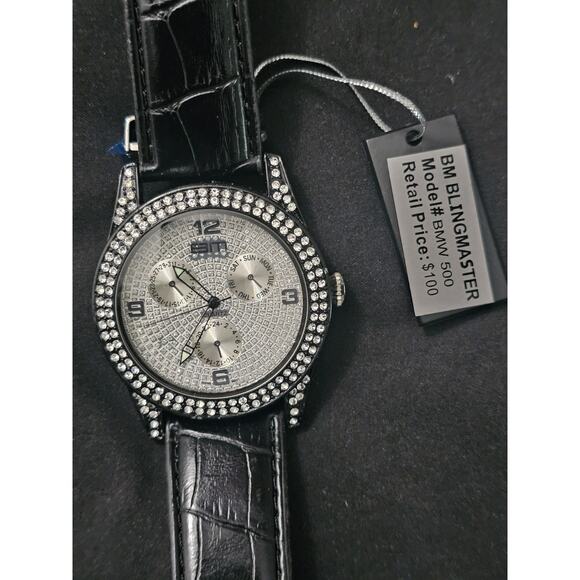 49.7mm Men\'s Quartz Analog Watch Silver Dial Black genuine Leather band main image 7